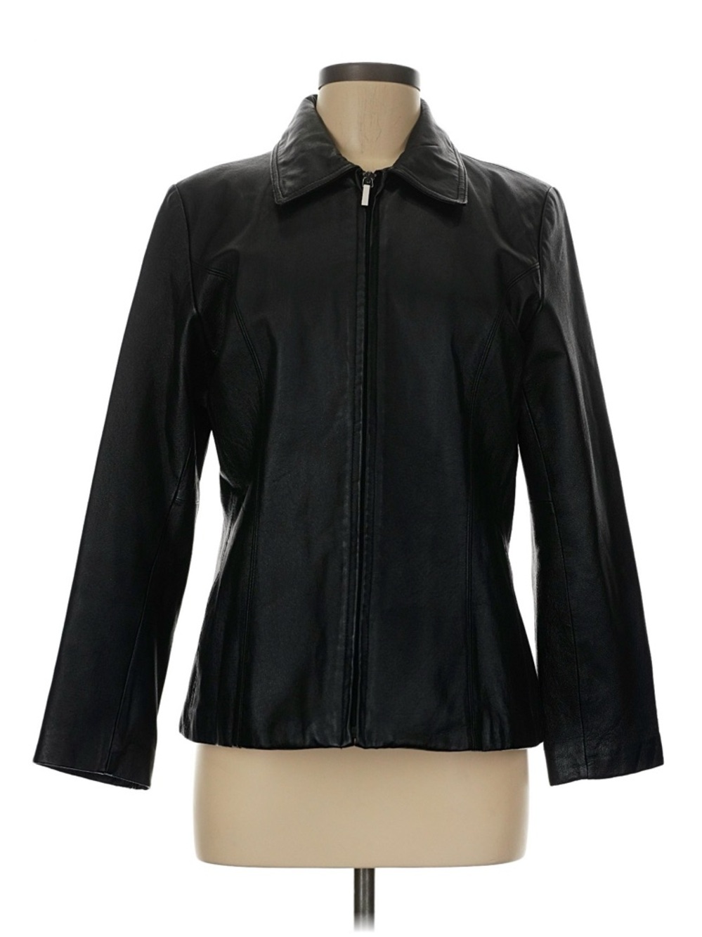 Worthington Black Leather Zip-Front Women's Jacket